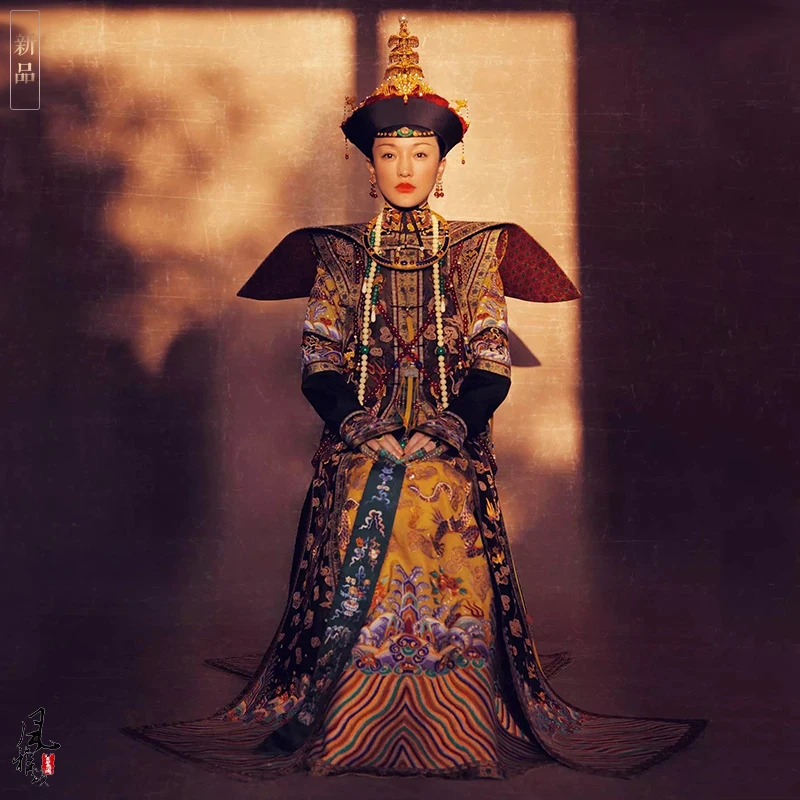 

Zhou Xun Qing Empress Dragon Gown Royal Embroidery Costume and tiara female for Latest TV Play RuYi's Royal Love in the Palace