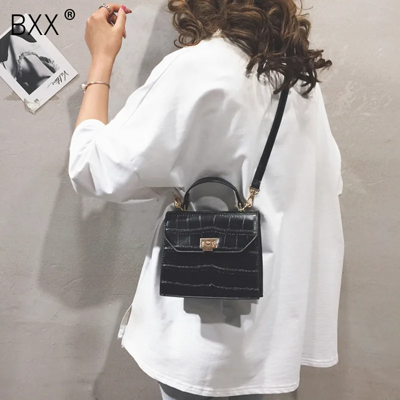 

[BXX] Women's Single Shoulder Crossbody Bag All-match Flap 2020 Fashion Stone Grain Handbag Ladies Party PU Leather Bag HF169
