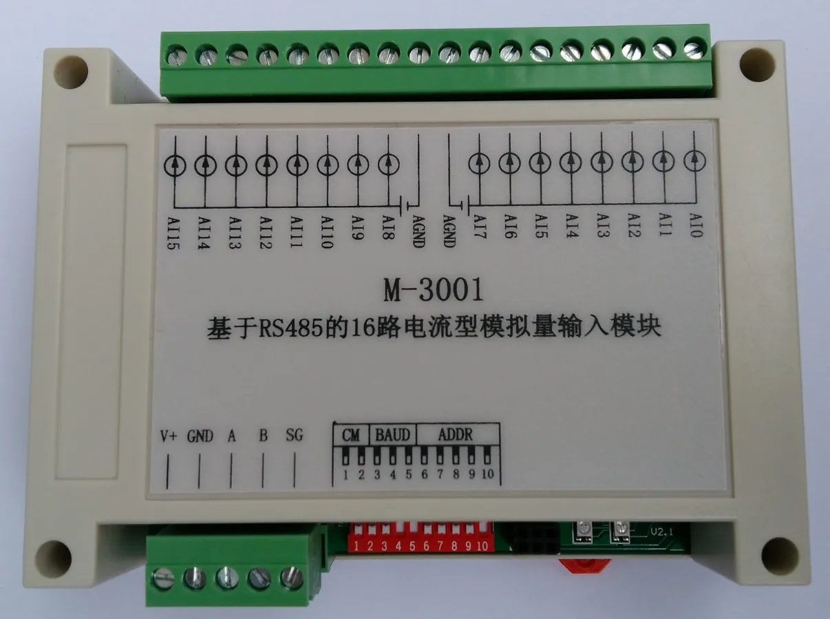 PLC Extension Module RS485 Bus Communication ADC Acquisition Board Card 16 Channel Analog Input AI Module