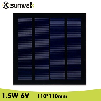 

SUNWALK 6V 1.5W DIY Small Solar Panel Cell 250mAh Polycrystalline PET Mini Solar Panel Module 110*110mm for Test Education