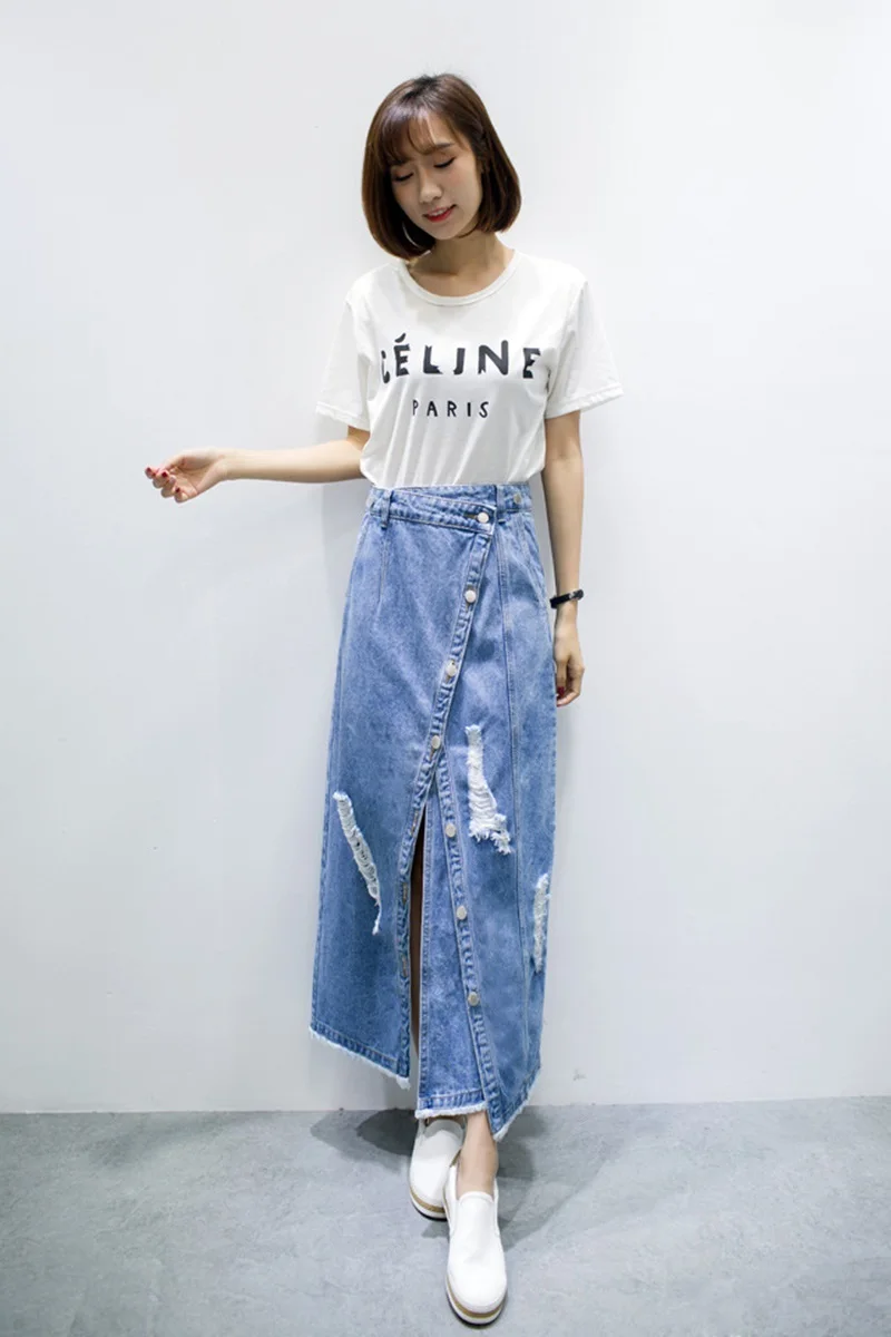 Длинная юбка женская лирическая женская джинсовая Асимметричная юбка-карандаш с высокой талией TA1132