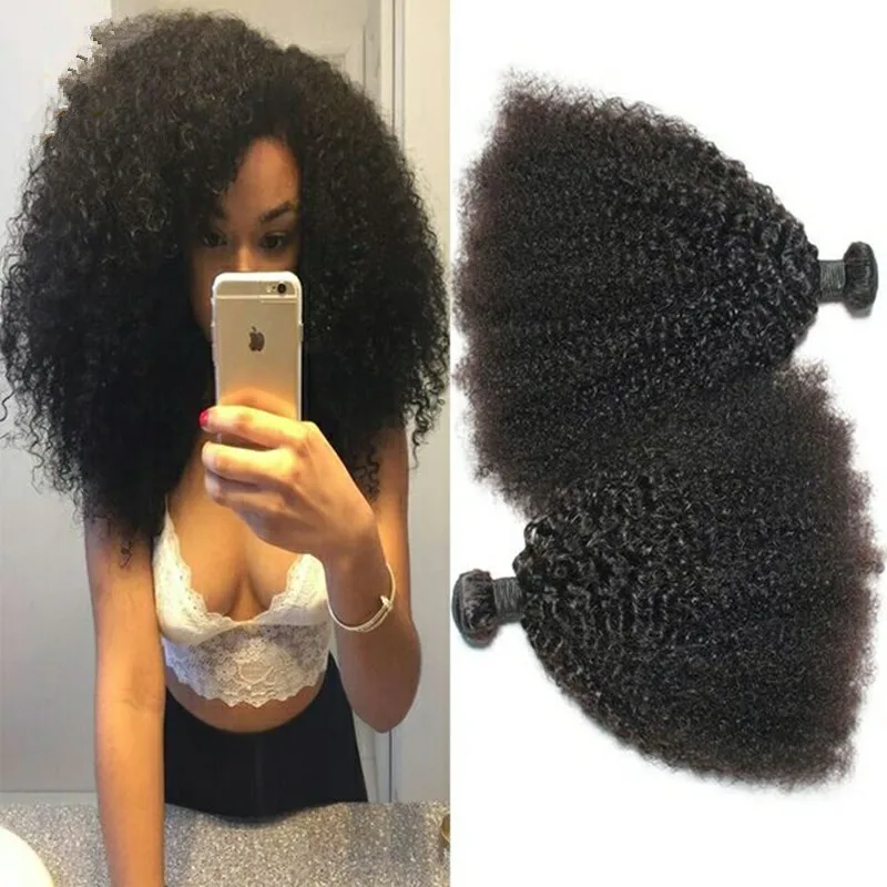7A Mongolian Afro Kinky Curly Virgin Hair 3PCS Unprocessed  Human Hair Kinky Curly Afro Curl Mongolian Virgin Hair Natural Black