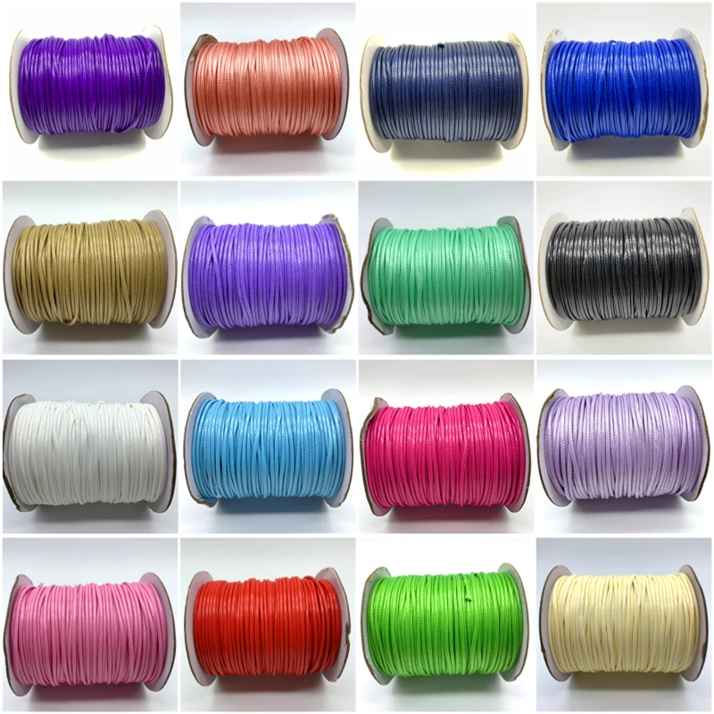 

5yards/Lot 2mm Waxed Cotton Cord Waxed Thread Cord String Strap Necklace Rope Beads For Jewelry Making For Shamballa Bracelet