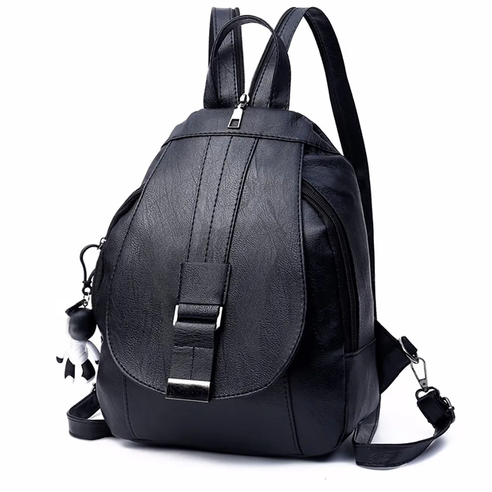 

Leather Backpacks Vintage Female Shoulder Bag Backpack Bag Multi-purpose Dual-use Chest Bag Soft Leather Mother Bag 2019