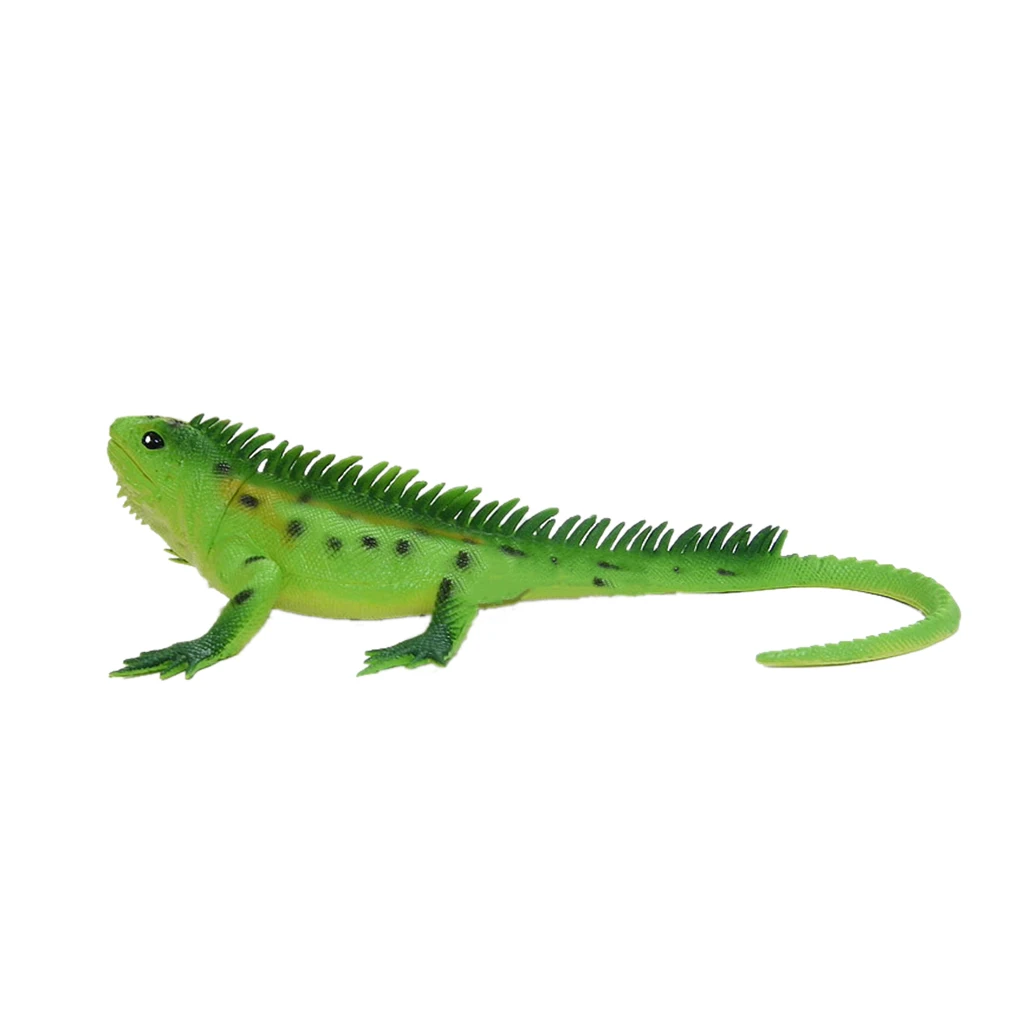Kids Science Educational Vivid Reptile Toys Animal Rubber Lizard Model Action Figure Toy Gift - Green