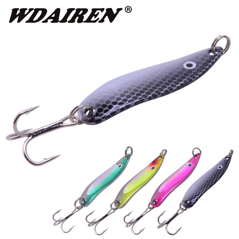 

4Pcs/lot 5cm 6.5g Metal Spinner Spoon Fishing Lure Hard Baits Paillette Sequin Baits tackle Fishing Spoon Wobbler Pesca WD-190