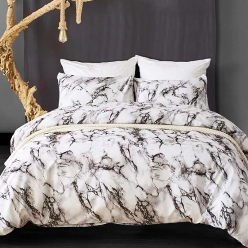

Puredown Duvet Cover Sets Modern Bedding Sets for Adults Reversible White Grey Pattern Cotton Bedding (No Sheet No Filling)
