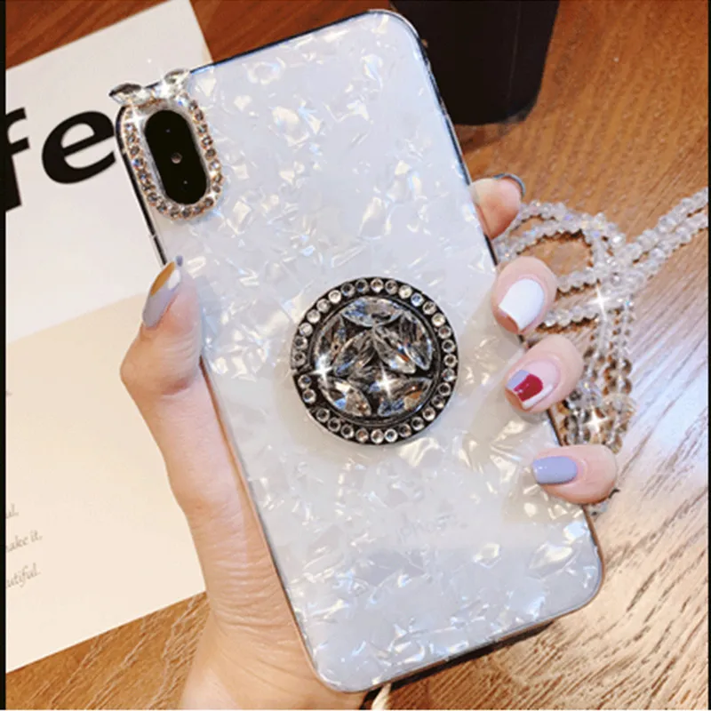 

Luxury Bling Conch Shell Case For OPPO Reno R19 A7 AX7 FIND X A83 A79 A77 A59 A57 A37 A3 A3S A5 F5 F7 F9 Ring Stand Holder Cover