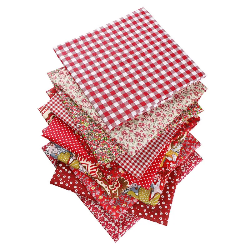 

Red Purple 50X50cm 100% Cotton Floral Dot Stripe Plaid Fabric Christmas Doll Patchwork Clothes Sewing Needlework 53126