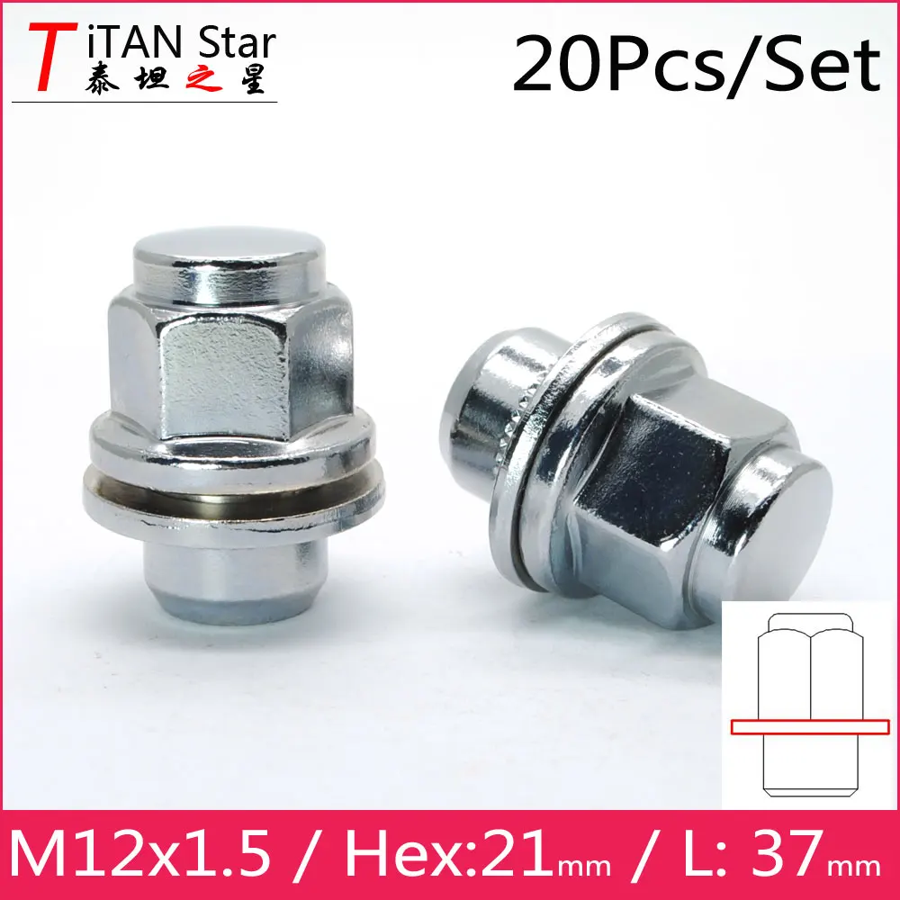 20Pcs/set M12x1.5 wheel nuts with washer Fit For toyota Lexus series