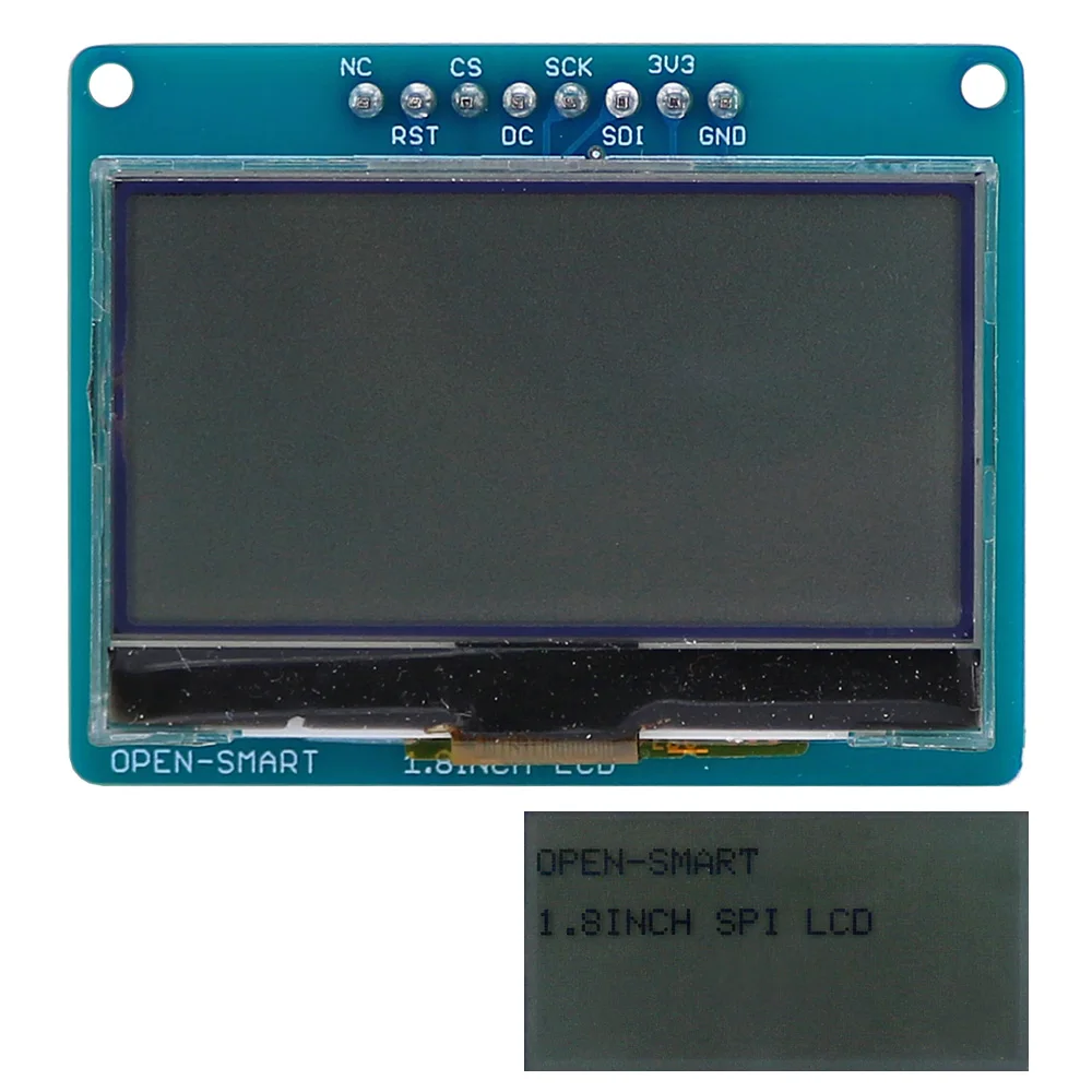 

OPEN-SMART 3.3V 1.8 inch 128 * 64 Serial SPI Monochrome LCD Shield Breakout Board Module for Arduino Nano Pro Mini