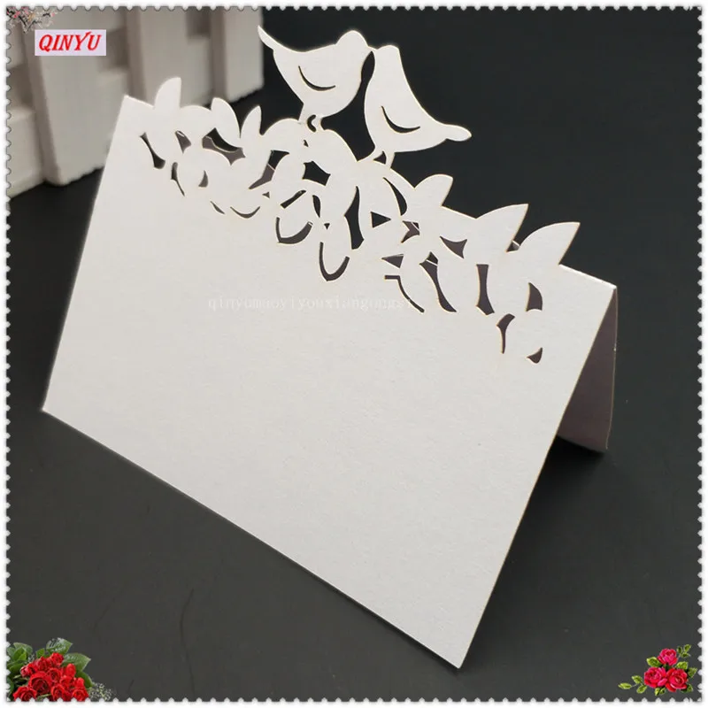 

10pcs Laser Cut Love birds Seat Card Table Name Card Wedding Venue Card Party Celebration Invitation Decoration 6ZSH878