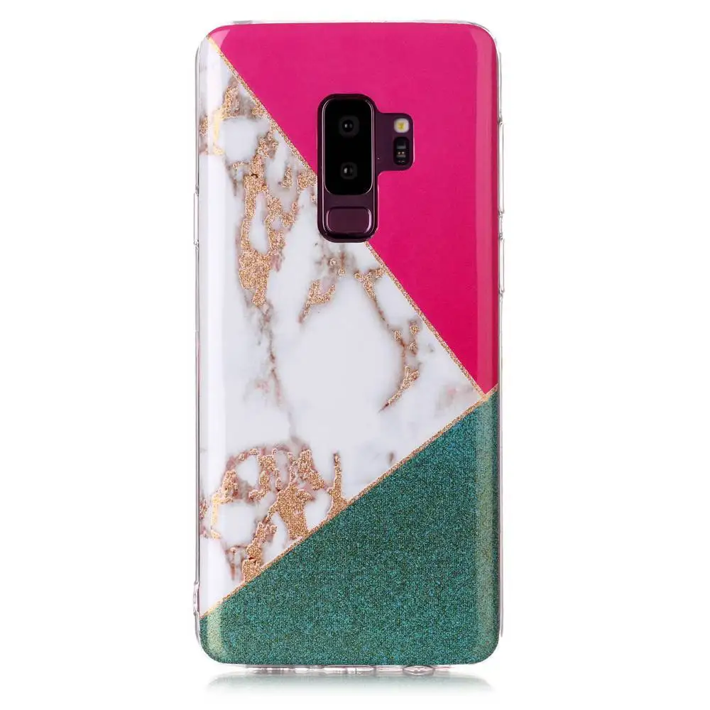 Flash marble Coque For Samsung S6 S7 S8 S9 Plus Case Silicone Rubber Geometric mosaic Cover Note 8 Anti-Scratch |