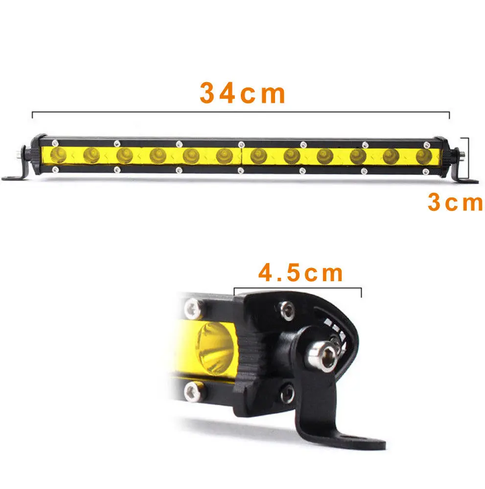 Прямой ультра тонкий светодиодный светильник Однорядный 7 13 20 25 32 38 45 5" дюймовый светодиодный светильник для внедорожника 4X4 ATV внедорожника - Цвет: 13inch Spot Yellow