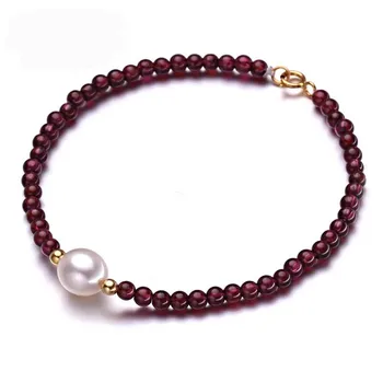 

High Quality Freshwater Pearl Bracelets Natural Pearl and Garnet Bracelet for Women Cuff Bangles Wrap Beads Bracelet