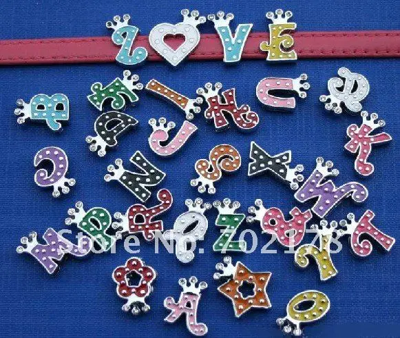

1pc A-Z 8mm Crown Slide Letters Fit DIY Wristband & Bracelet & Pet Collar Jewelry Making For Women