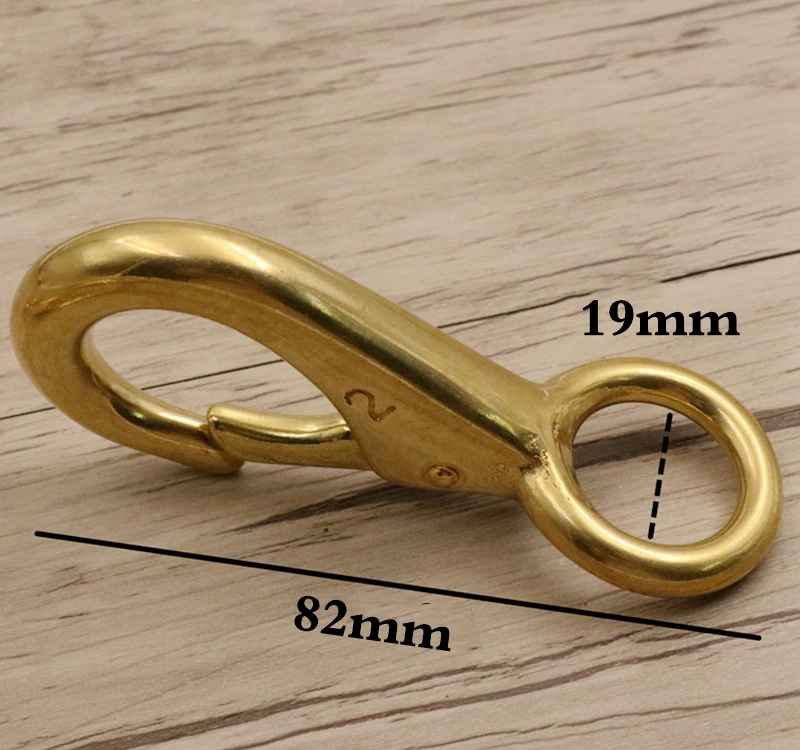 Solid Brass Round Base Lobster Claw Clasps Clip Buckle Ring Snap Hook Webbing Dog Collar leather belt diy craftaccessories - Color: Inner 19mm