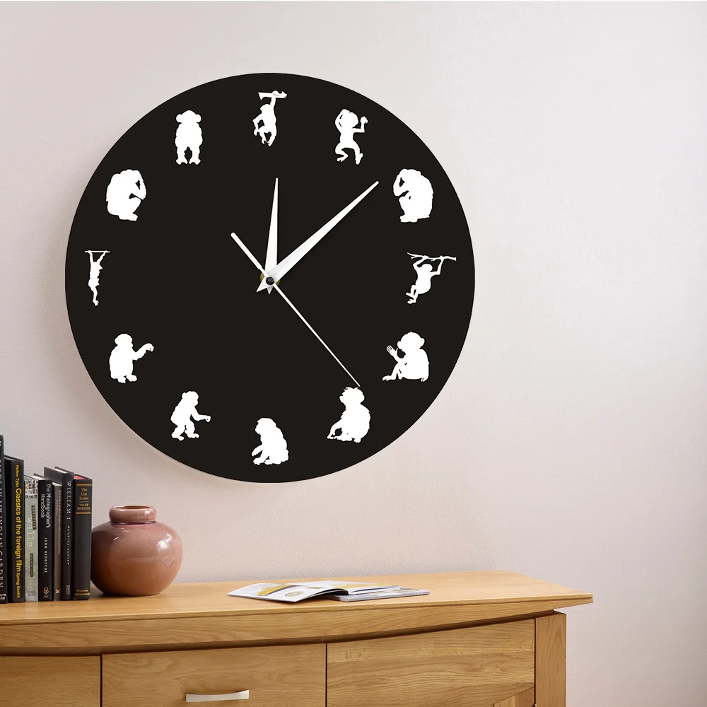 Jungle Safari животных шимпанзе настенные часы гориллы Monkey Time деревенский Стиль Home Decor