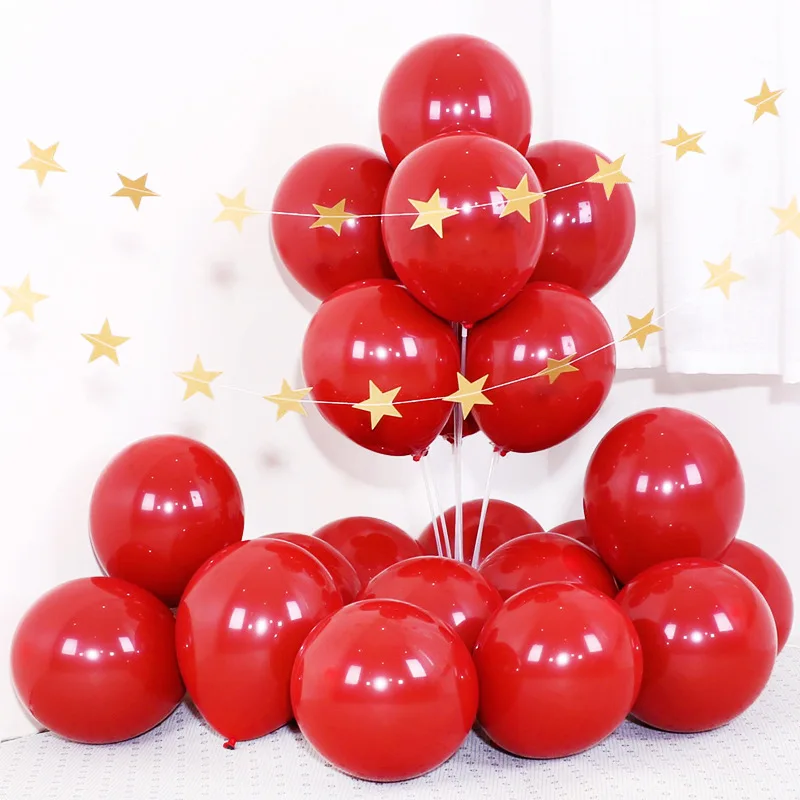 

Ruby Red 12 inch Latex Balloon Activity Wedding Room Layout Decoration Thickened Double-decker Pomegranate Red Balloons