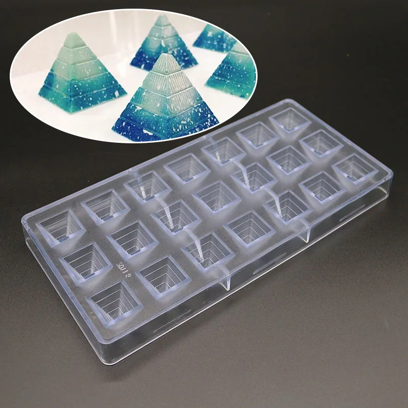

3D Pyramid Shape Chocolate Mold 21 DIY PC Pastry Jelly Candy Mould Tray Pastry Baking Home Cake Tools Clear