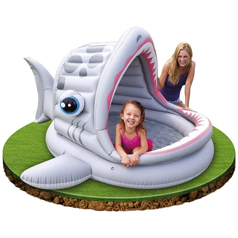

210cm Fish Open Mouth PVC Kids Baby Inflatable Fashion Play Swimming Pool Piscina Children Kids Large Water Accessory S7004