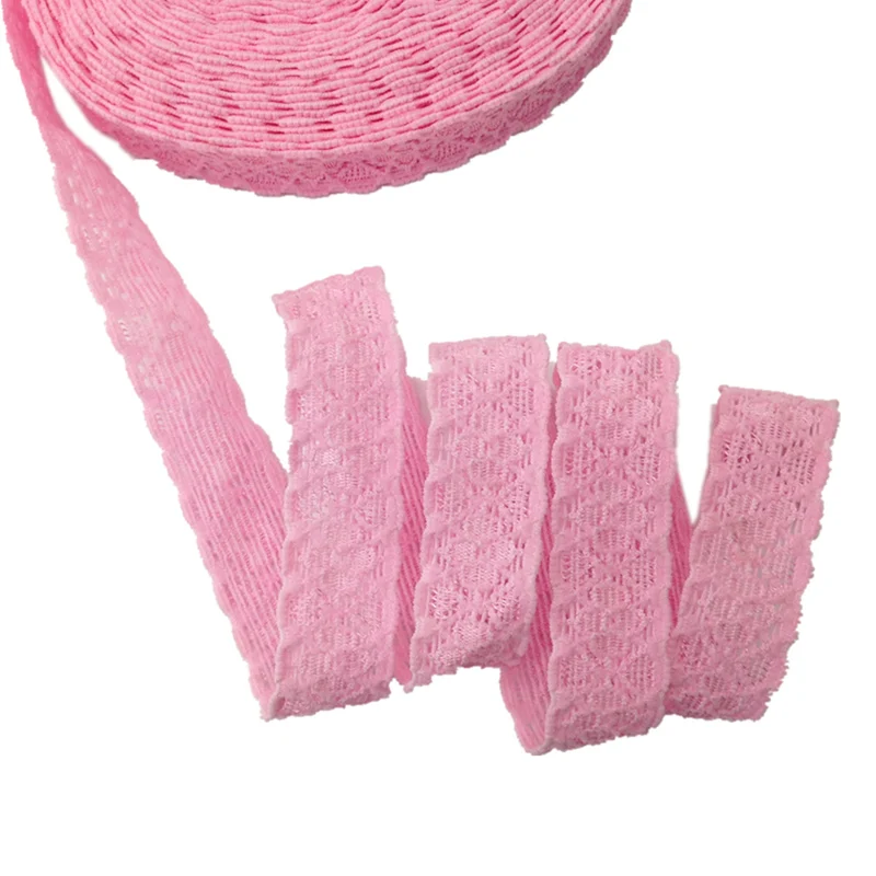 5Yards 5/8 Lace trim elastic bands DIY Headband Girls Ponytails decoration Accessories - Цвет: L12 Pink