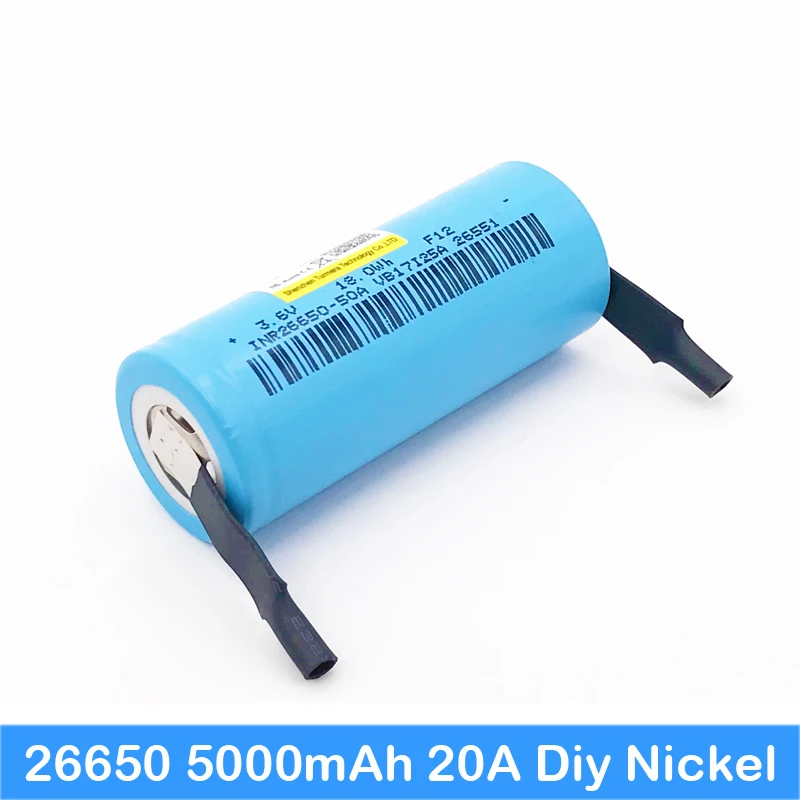 Новинка 26650 литиевая батарея 3 7 в 5000 мАч аккумуляторная 50A подходит + DIY никелевые