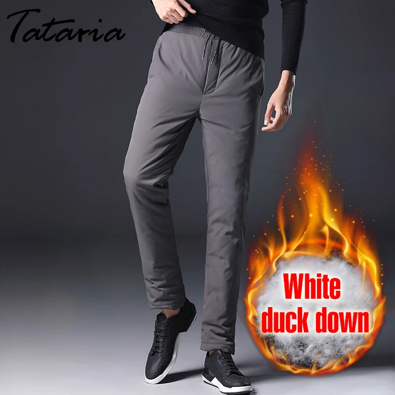 

Tataria Down Pants Men Warm Plus Size Winter Pants For Men Casual Pant High Waist Loose Warm winter Pants Male Trousers Slim