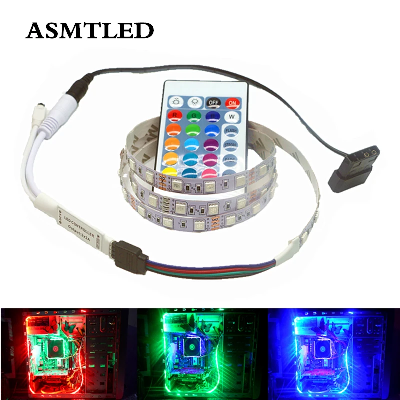 Гибкая светодиодная лента DC 12 В SMD 5050 RGB для ПК чехол компьютера клейкая с 24 44