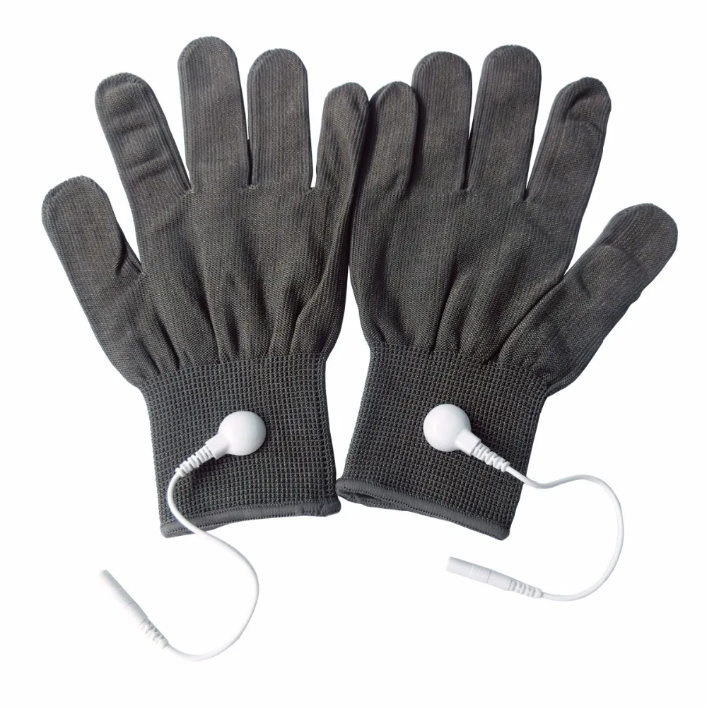 

1 pair Tuba Conductive Massage Gloves Physiotherapy Electrotherapy Electrode Gloves Deep Gray For Tens Treatment Instrument