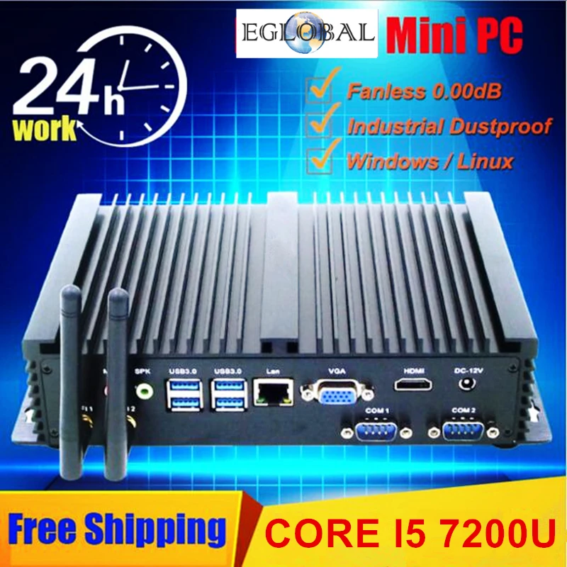 

Industrial Fanless Mini PC i7 8565U i5 8250U i3 7100U 1*Lan 2*RS232 Windows 10 Pro minipc Linux Desktop Computer 7*USB WiFi HDMI