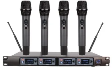 Профессиональный УВЧ один в четыре беспроводной микрофон гарнитура микрофон для сцены KTV открытый поет микрофон караоке лекции - Цвет: black handheld mic