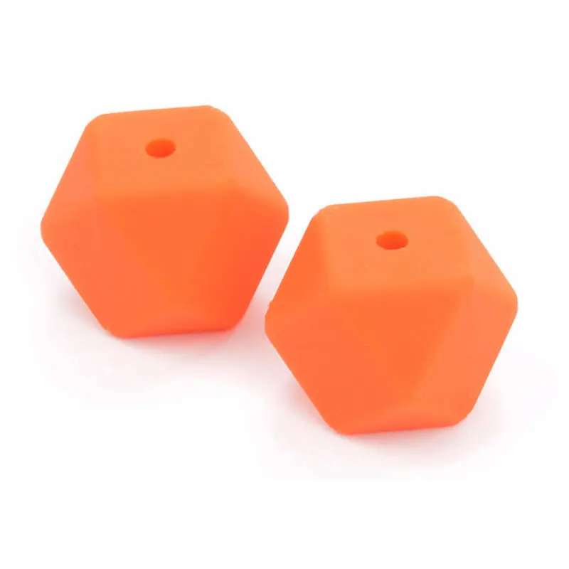 Большой шестигранник свободные силиконовые бусины для прорезиненное Силиконовое ожерелье для прорезывания зубов Прорезывания Зубов Бусины для ребенка прорезыватель BPA безопасные свободные бусины - Цвет: orange