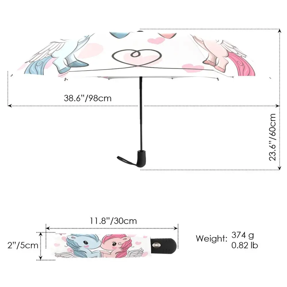 Прекрасный Зонт с единорогом и дождем для женщин, три складных автоматических зонта, детский ветрозащитный Быстросохнущий зонт