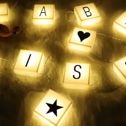 10 светодиодный фея творческий алфавит карты Батарея работает строки светодиодный 1 м декор для Рождественский венок gerlyanda переключаемый