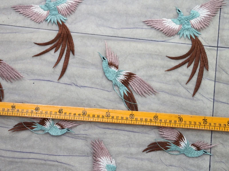 50 см * 130 воздушная птица вышивка темно синяя сетчатая ткань кружева 3D вышитые