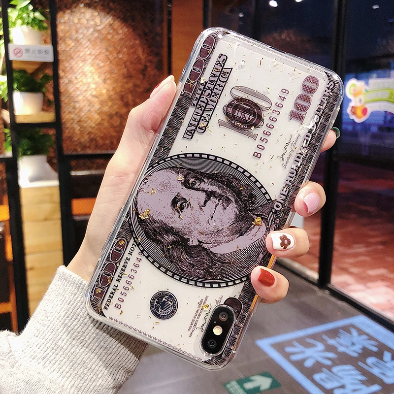 Для capa iphone X 10 XS MAX XR TPU мягкий чехол 6 6S 7 8 Plus Кристальный девчачий золотой фольгой