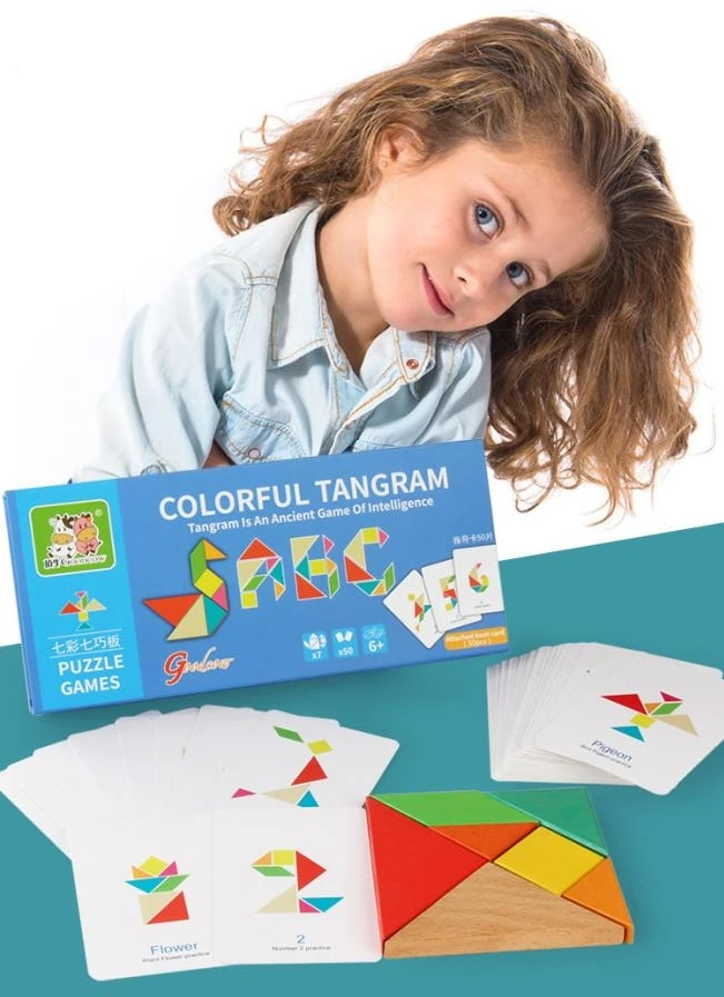 Классическая деревянная головоломка-головоломка Tangram, Детская креативная логическая обучающая Развивающая игра, игрушки, Подарочная коробка для детей