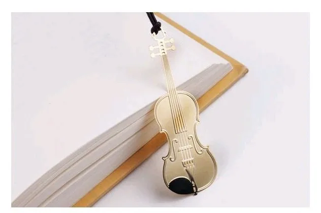 violin 50 шт. свадебный фон для подарка декоративный Металл Закладка Свадебный душ студенческие золотые закладки фортепиано гитара зажим для книги подарок на день рождения - Цвет: violin