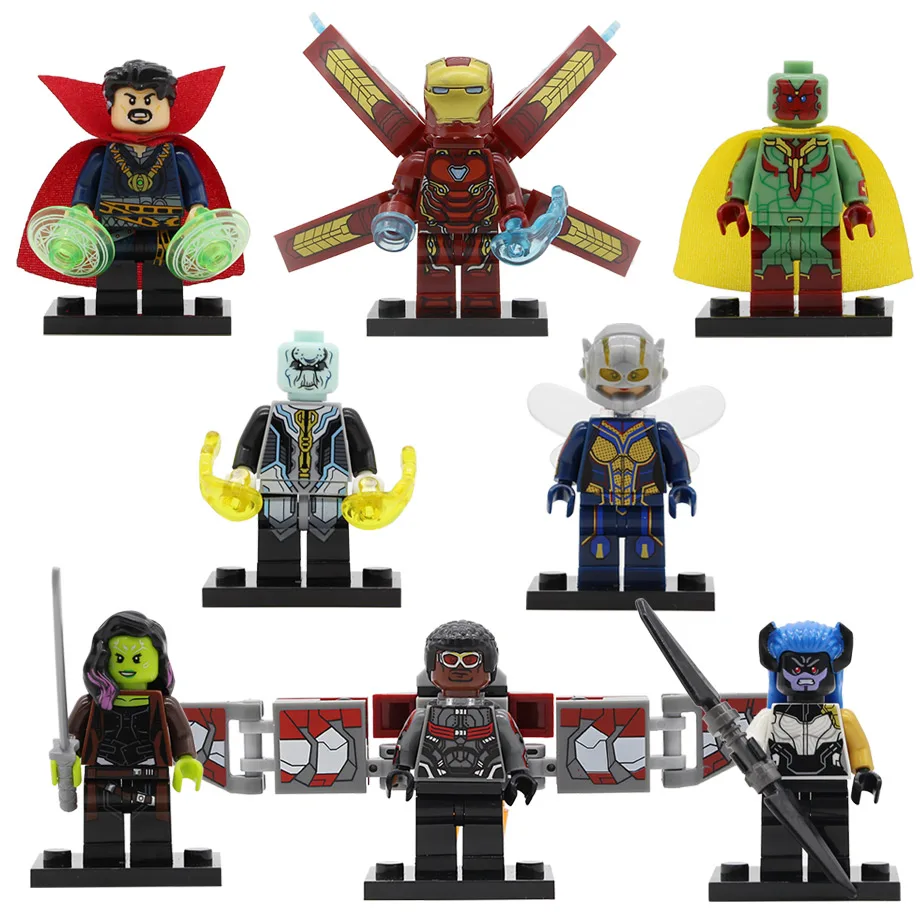 

Super Hero Infinity War Figure Iron Man Avengers Dr Stranger Falcon Proxima Night Ebony Maw Vision Building Blocks Set Toys