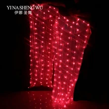 Светодиодный вентилятор для танца живота, аксессуары для танцев, цветной светодиодный вентилятор для женщин, Шелковый светодиодный вентилятор для танца, 1 пара, 180x90 см, цвет/размер можно настроить