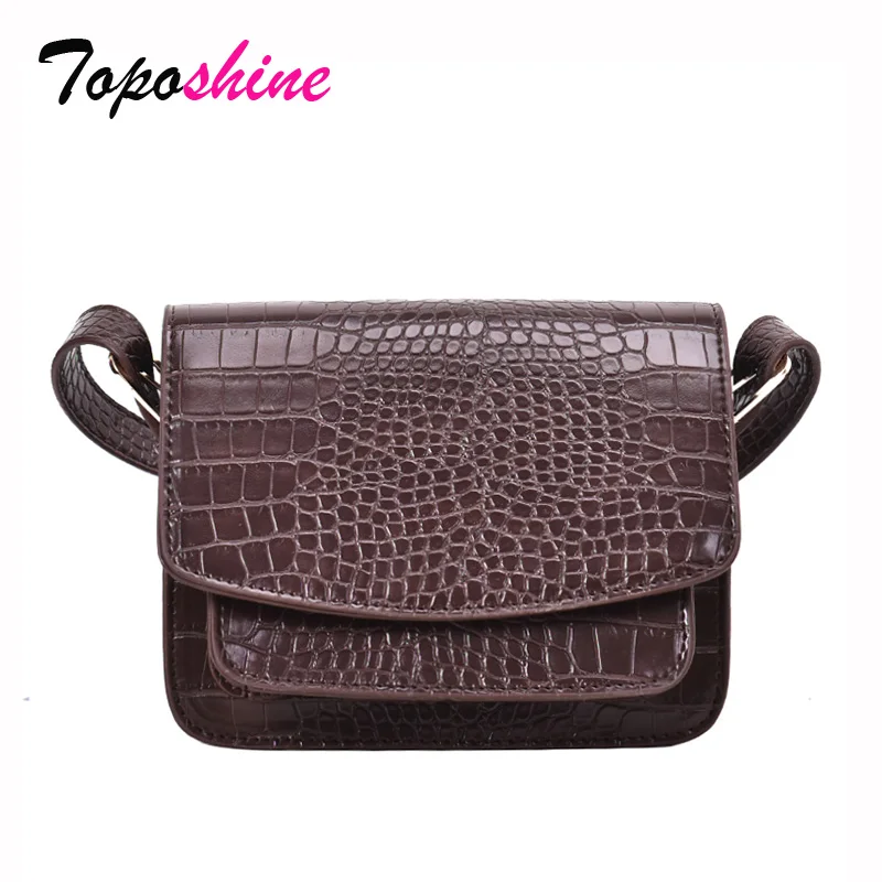 

Toposhine Crocodile Pattern Small Square Bag Female Simple Lady Shoulder Bags High Quality Women Messenger Bags Drop Shipping