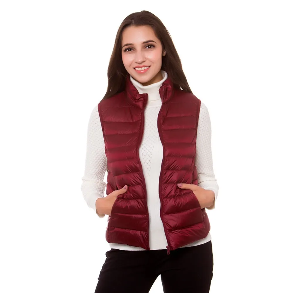 

[Aiweier] Women Lightweight Down Jackets Vest Autumn Winter Jacket Zipper Slim Down Coats For Female Parkas Garments Clothing