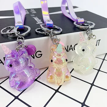 

New Creative acrylic material unicorn styling key buckle pendant girl bag car pendant children's toys cute small Gifts