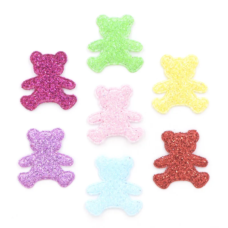 

120Pcs/Lot Mix Colors Sew On Glitter Felt Fabric Patches for Clothes Bear Shape Applique for Scrapbooking Accessories K67