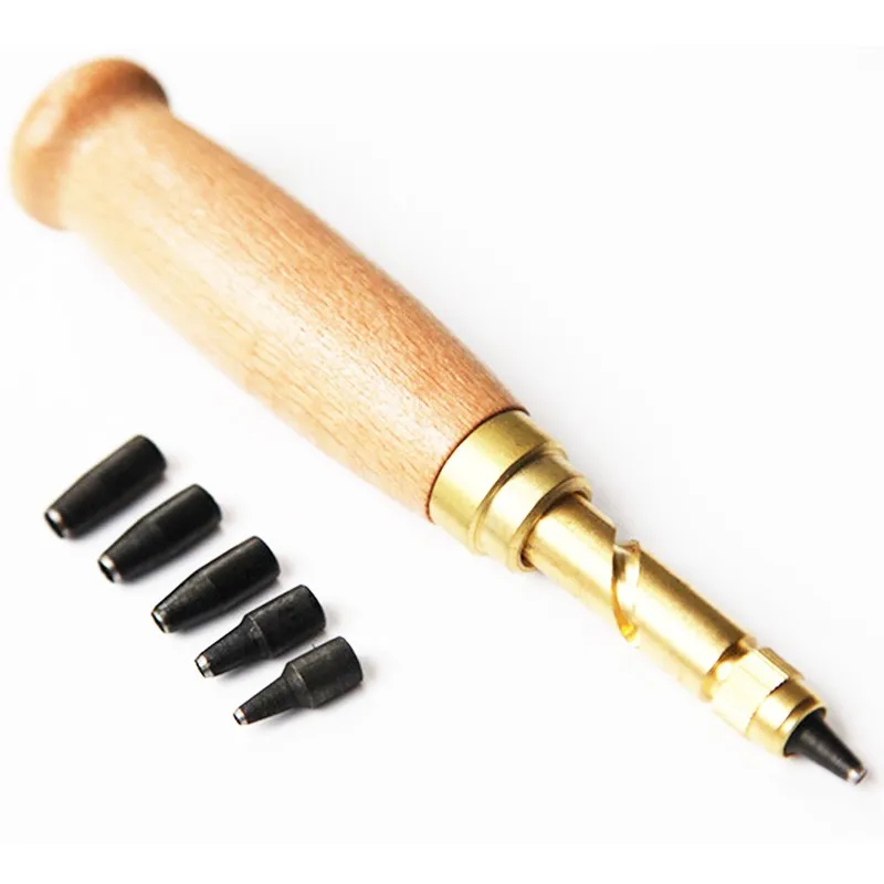 

New 6pcs/set Automatic Belts Punch Replaceable Long Mute Rotary Punching Punchers Leathercraft Tools