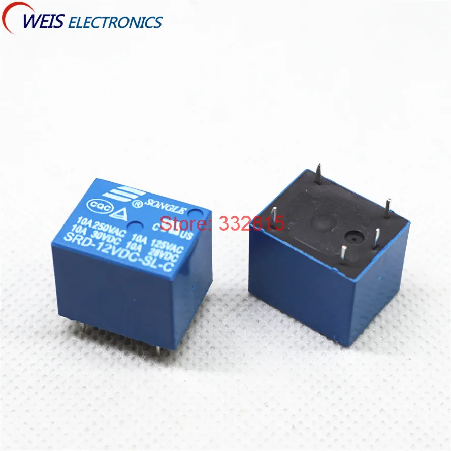 

10PCS SRD-12VDC-SL-C T73 12V 10A RELAY DIP 5PIN SONGLE SSR power relays Free shipping