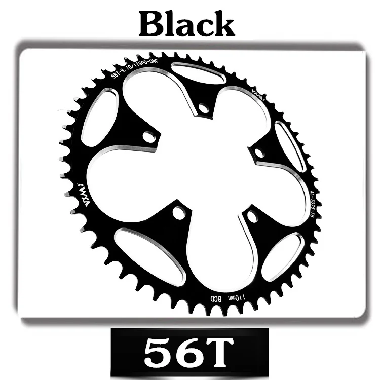 VXM Road Bicylcle 110BCD Кривошип 50 т 52 т 54 Т 56 т 58 т Звездочка сплав Сверхлегкий скалолазание мощность цепное кольцо пластина запчасти для велосипеда - Цвет: 56T Black
