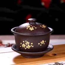 150 мл фиолетовая глина yixing Gaiwan натуральный черный Zhu Mud Zish посуда для напитков домашняя чайная церемония пуэр Tieguanyin чайный горшок отправлен друзьям