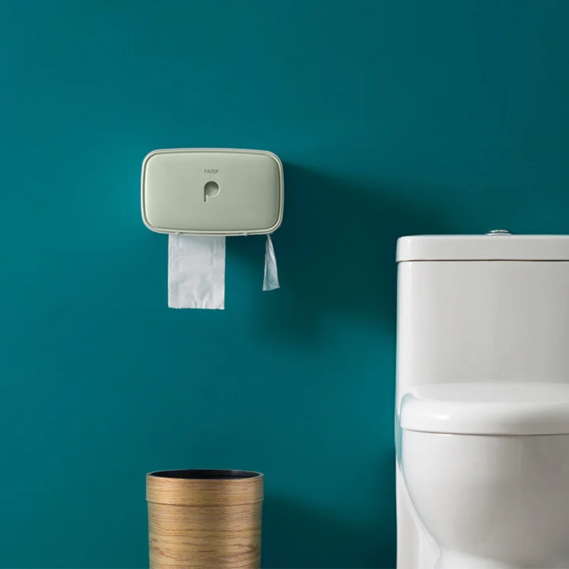 

Toilet Paper Holder With Shelf Creative Plastic Black Wc Bathroom Paper Holder Storage Box Wall-Mounted Toilet Paper Tissue
